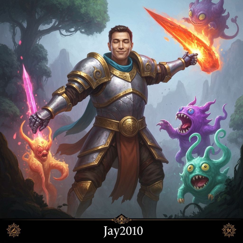 Benevolent Knight Battles Whimsical Creatures in Fantasy Lan...