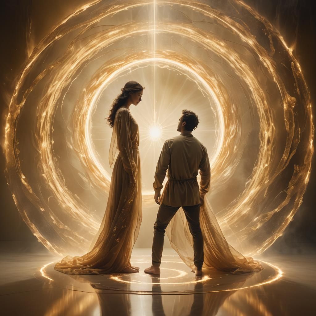 Ethereal Figure Gazing into a Cosmic Portal