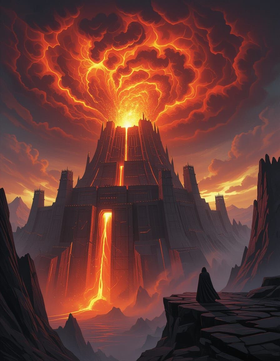 Dark Fantasy Volcano Lair Concept Art