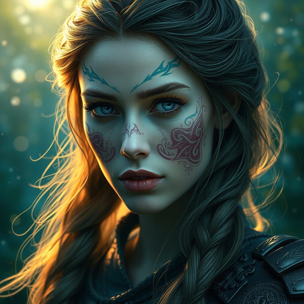 Ethereal Nordic Goddess in Golden Light