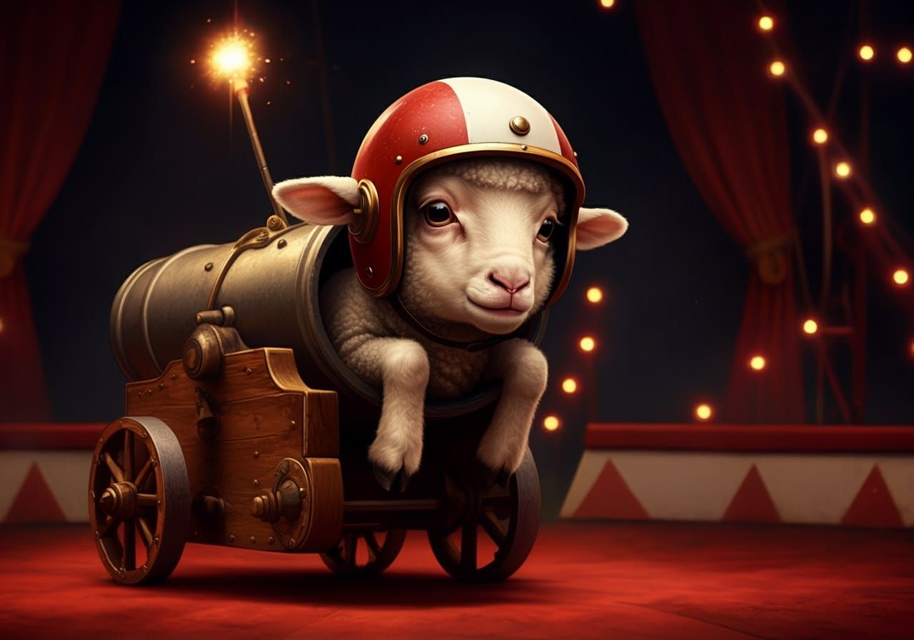 Lamb's Leap: Circus Cannonball in Storybook Style