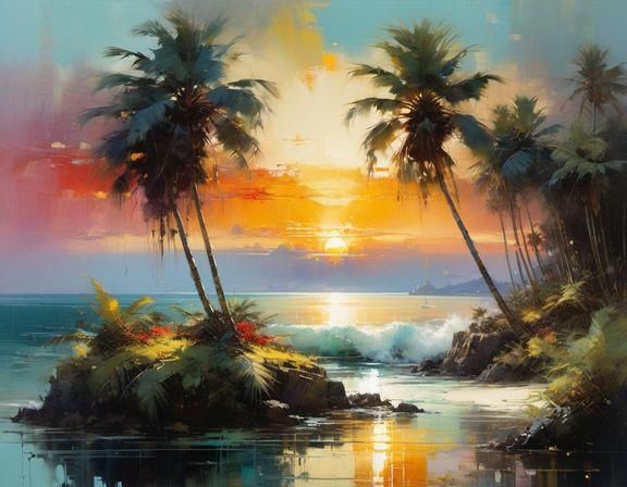 Palm Tree Silhouette at Sunset