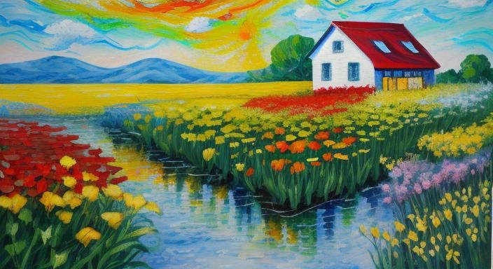 Colorful Impressionist Notebook with Flowers and Butterflies