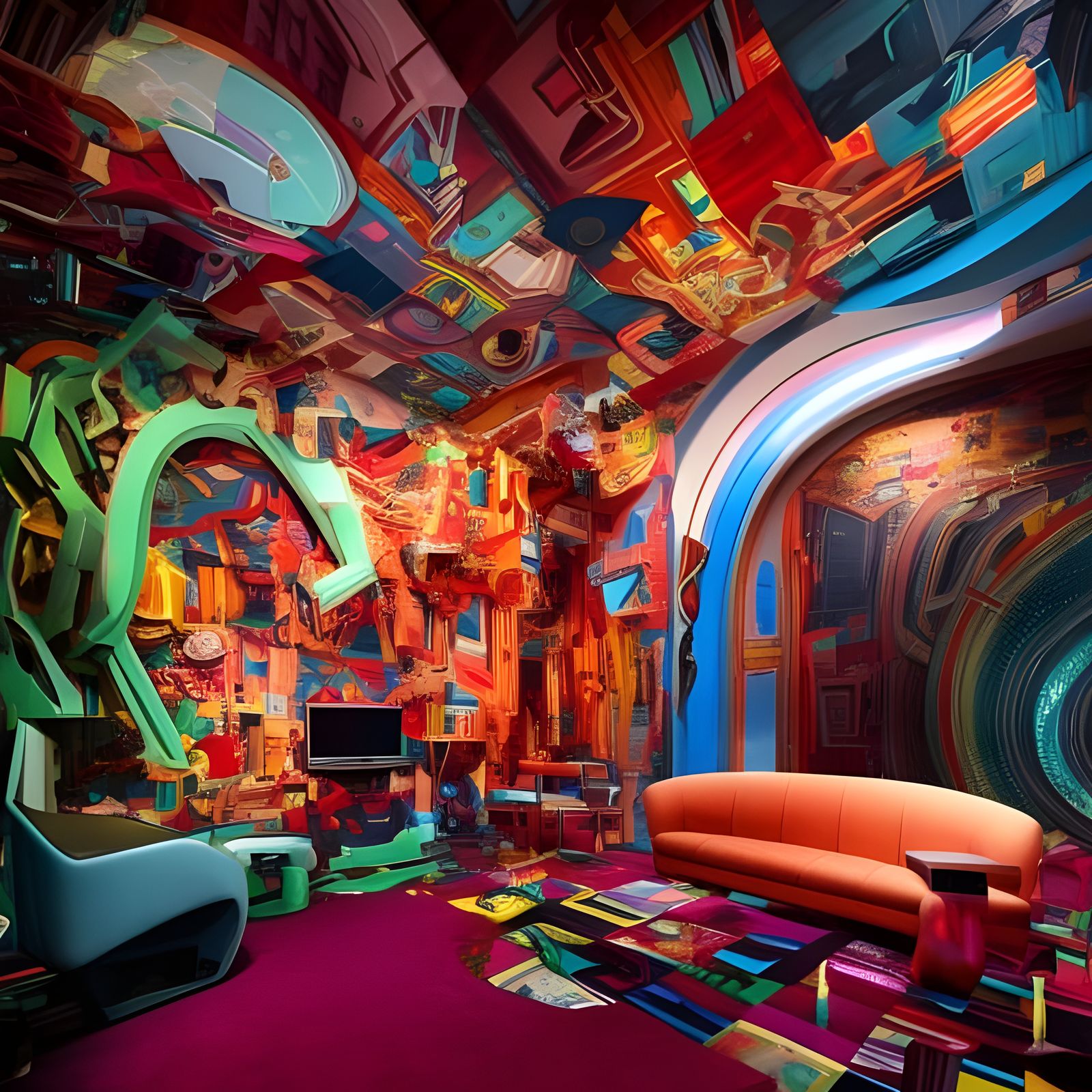 Bizarre Futuristic Room with Interactive Design Elements