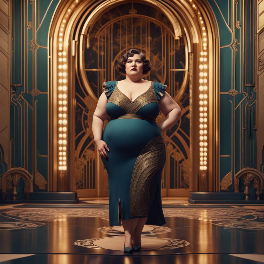Art Deco Portrait of a Chubby Woman