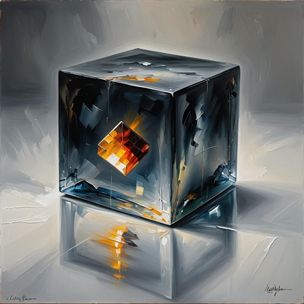 A tired cubic fish in a cubic fish bowl.