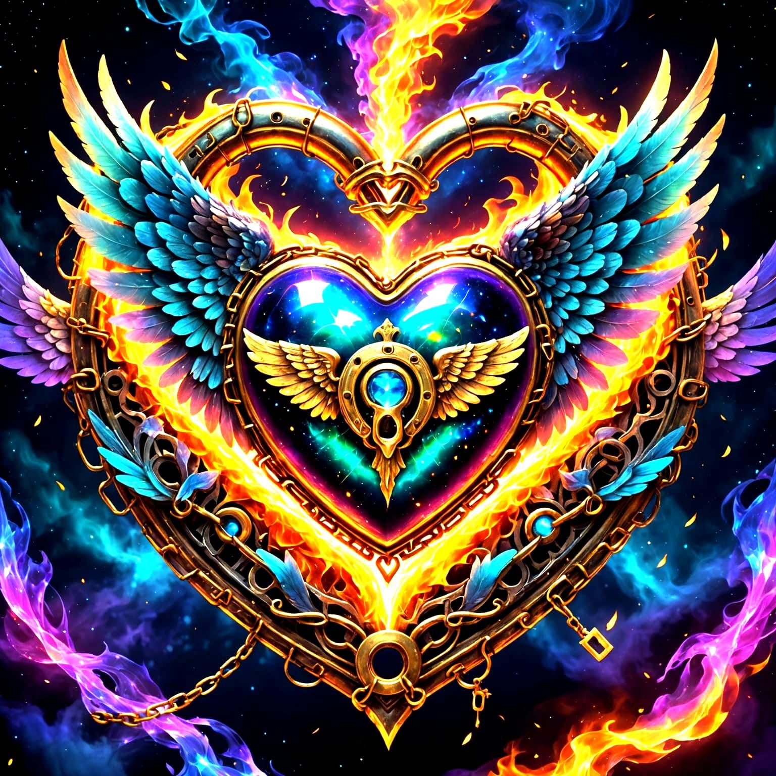 Winged Heart Enchained: A Cosmic Holographic Illustration
