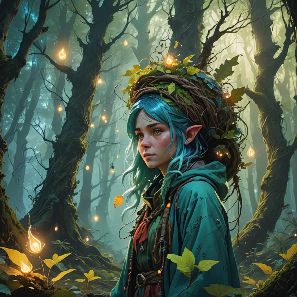 Forest Gnome Sorceress in Mystical Forest