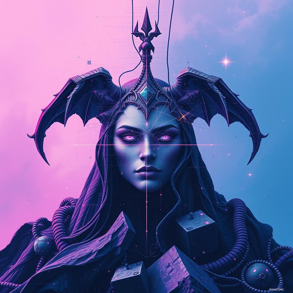 Indigocore Glitch: Maximalist Constellation in Abstract