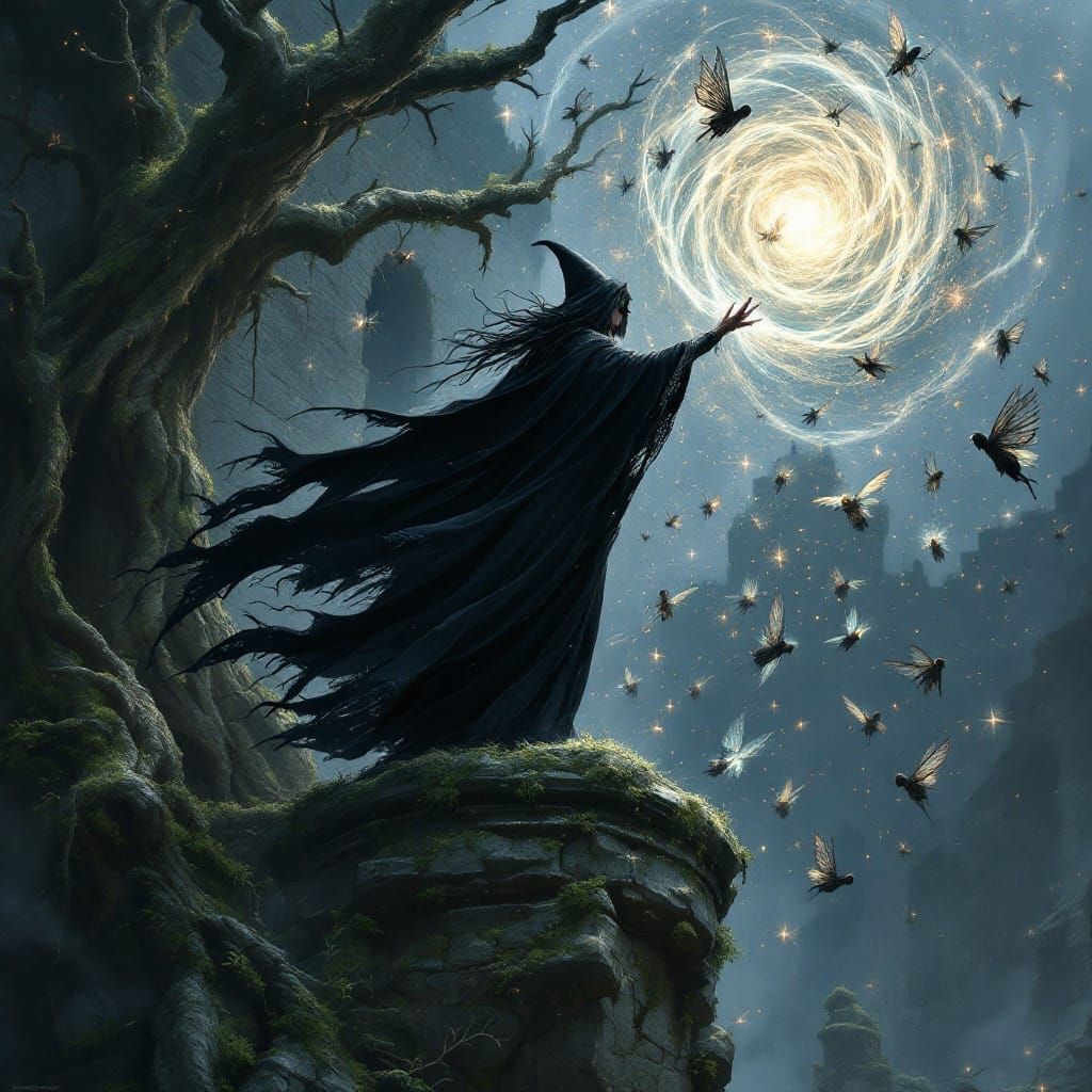 Dark Witch Engages Iridescent Dark Fairies in Dark Fantasy B...