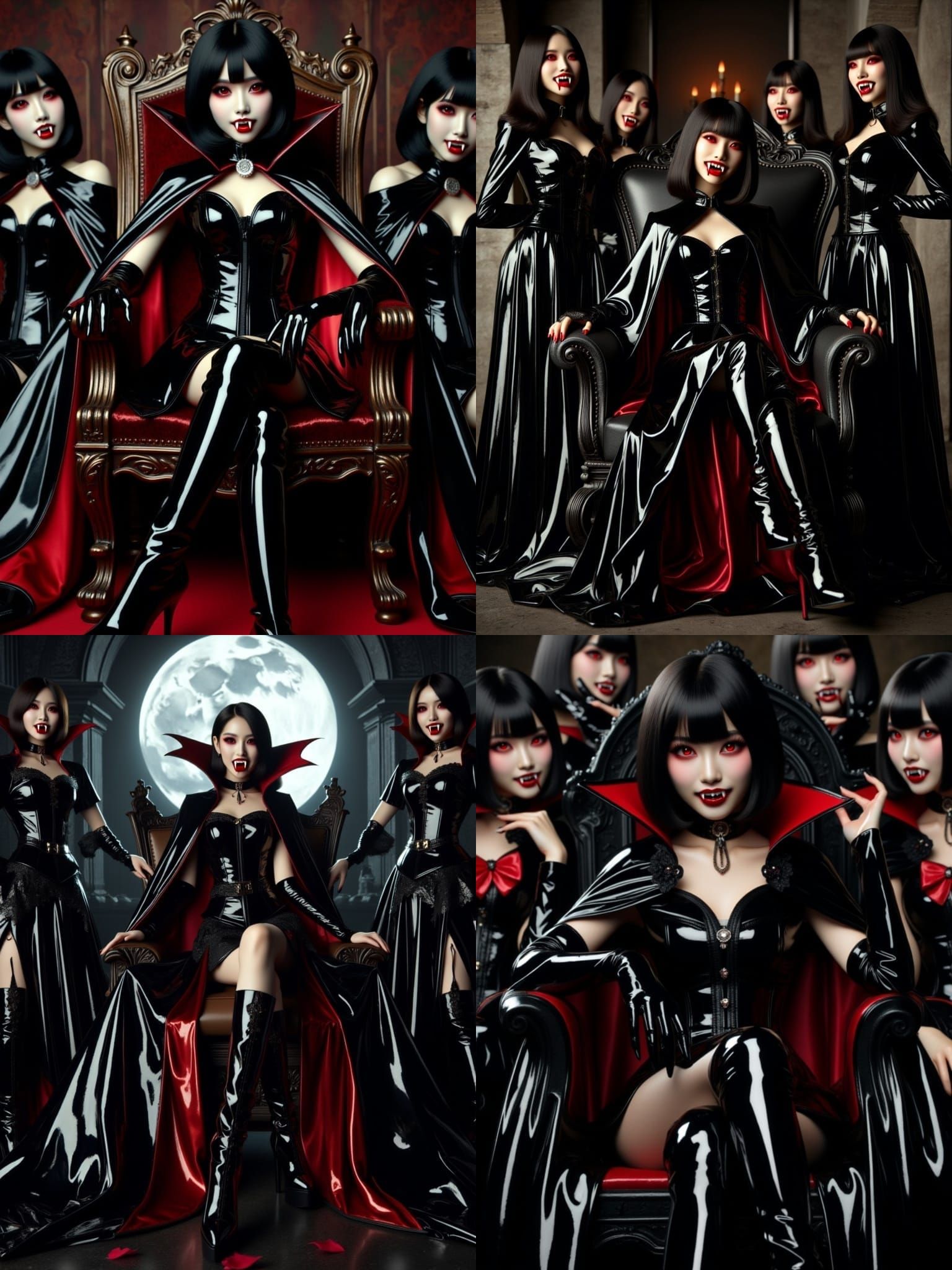 Japanese Vampire Queen in Elegant Black Attire