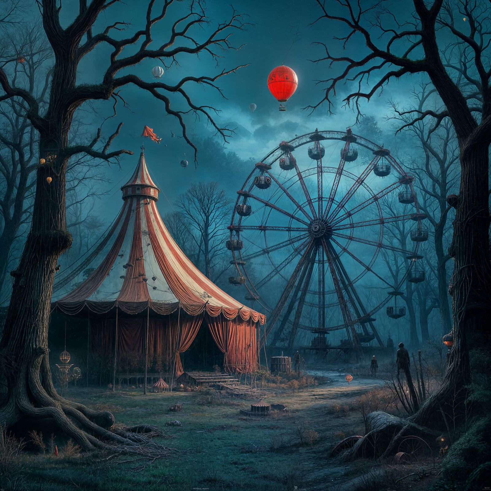 Creepy Abandoned Circus Tent at Night