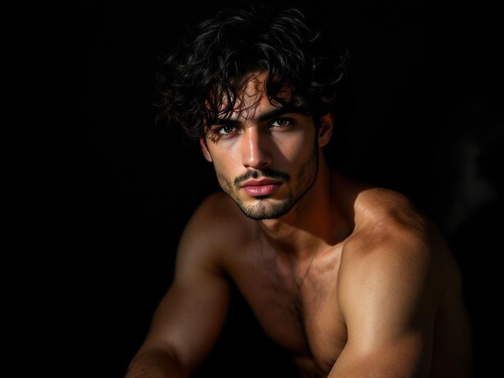 Enticing Portrait of Turkish Man in Chiaroscuro Lighting