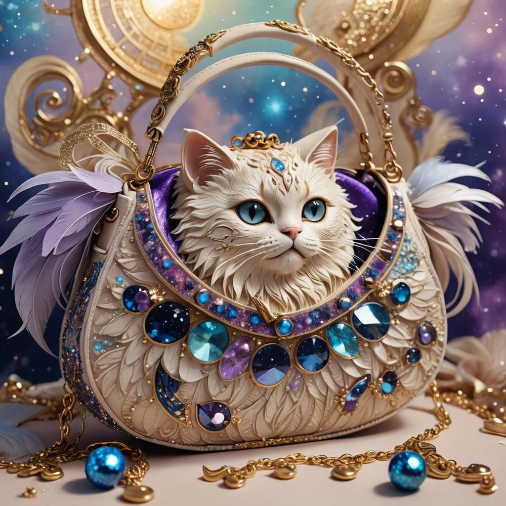 Feathered Cat Purse with Supernova Design