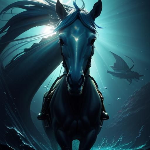 Elven Prince Rides Seahorse in Anime Style