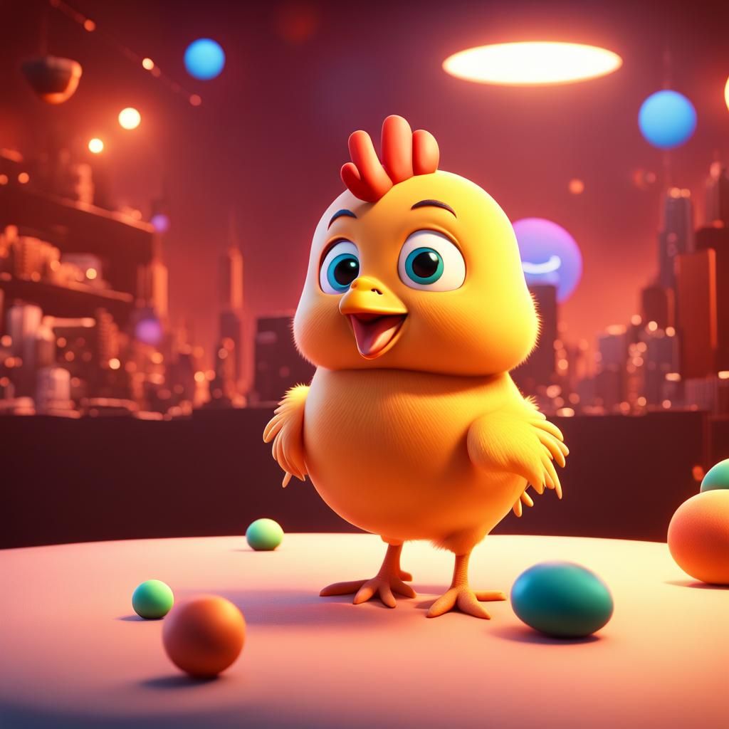 Chicken Planet in Pixar-Inspired 3D Digital Art