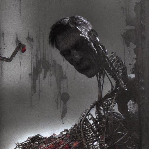 Dystopian Cyborg Graveyard in Fantasy Art Style