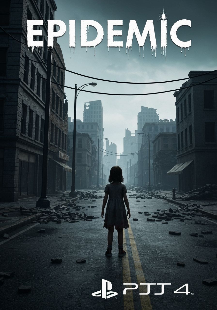 Post-Apocalyptic Girl in Ruined Cityscape