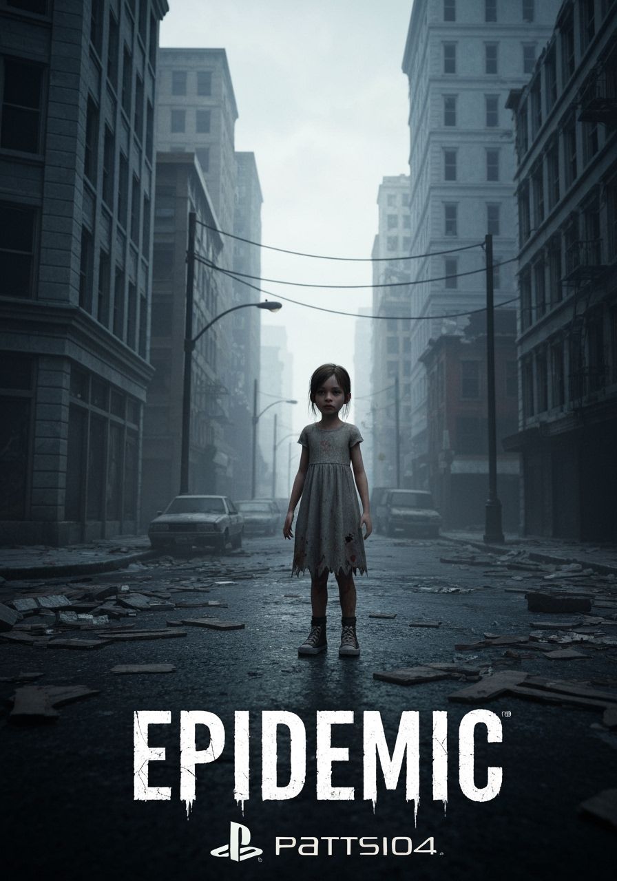 Post-Apocalyptic Girl in Ruined Cityscape