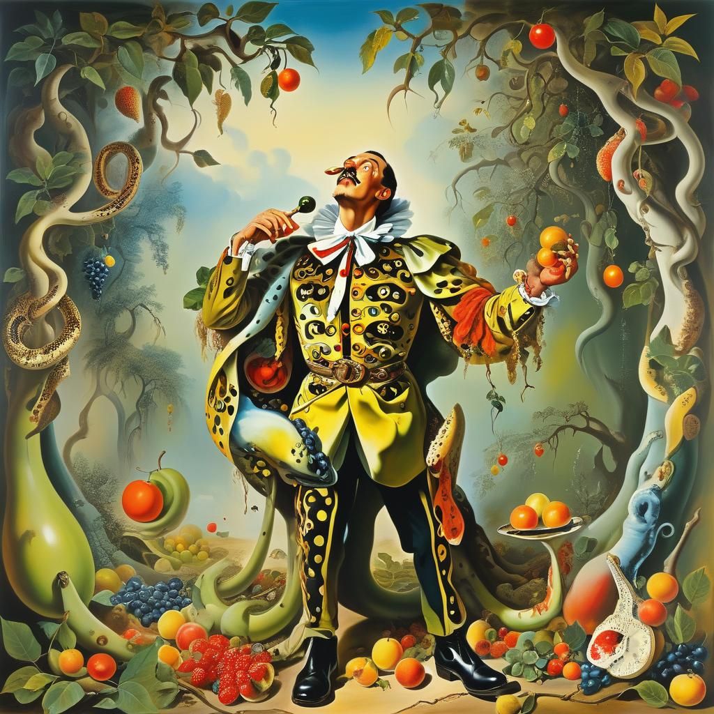 Surreal Serpent Song in Melting Oil Canvas