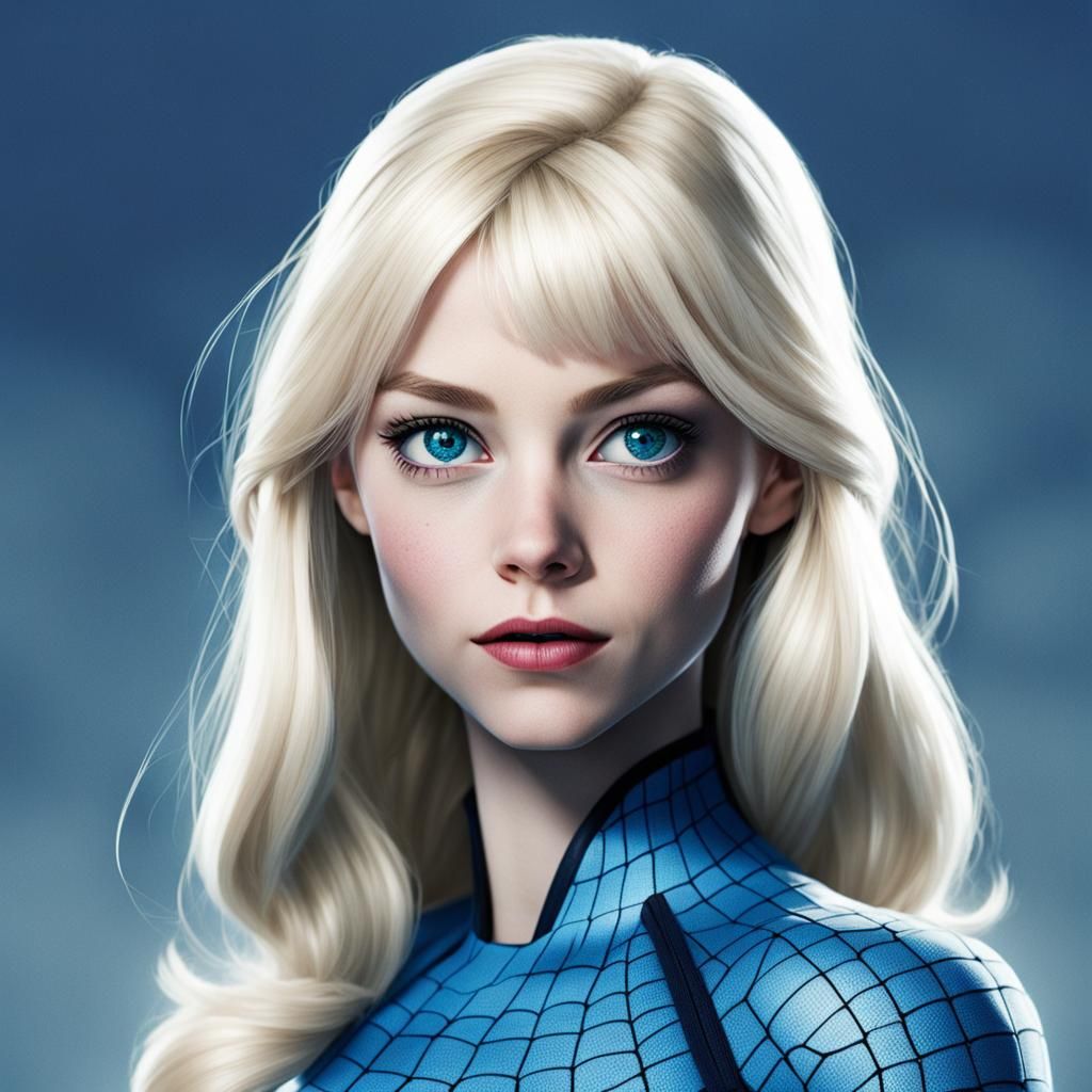 Gwen Stacy Portrait: Big Blue Eyes, Blonde Hair
