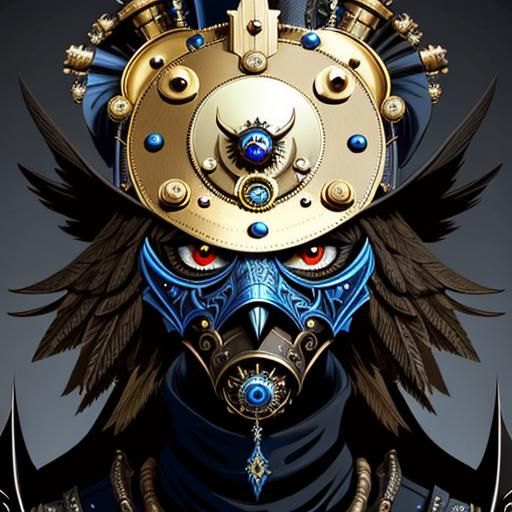 Steampunk Bird with Plague Mask in Dark Fantasy Vector Art