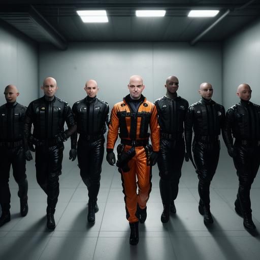 Prisoner Escorted by Guards: Anime-Style Digital Art