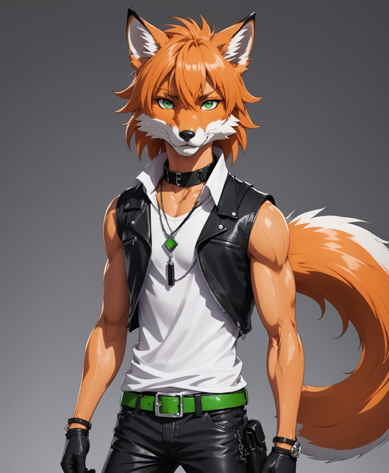 Anime Fox Guy in Leather Outfit