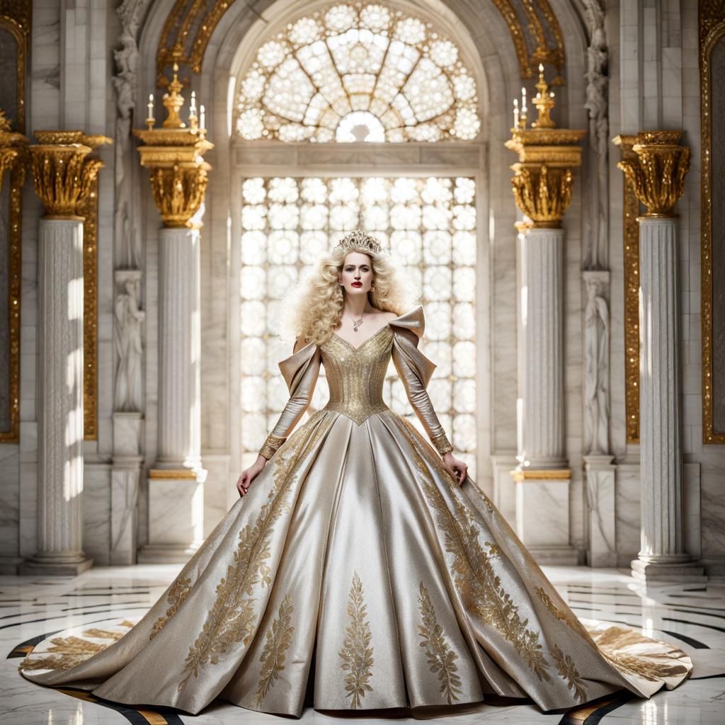 Man in Gold Gown in Marble Hall