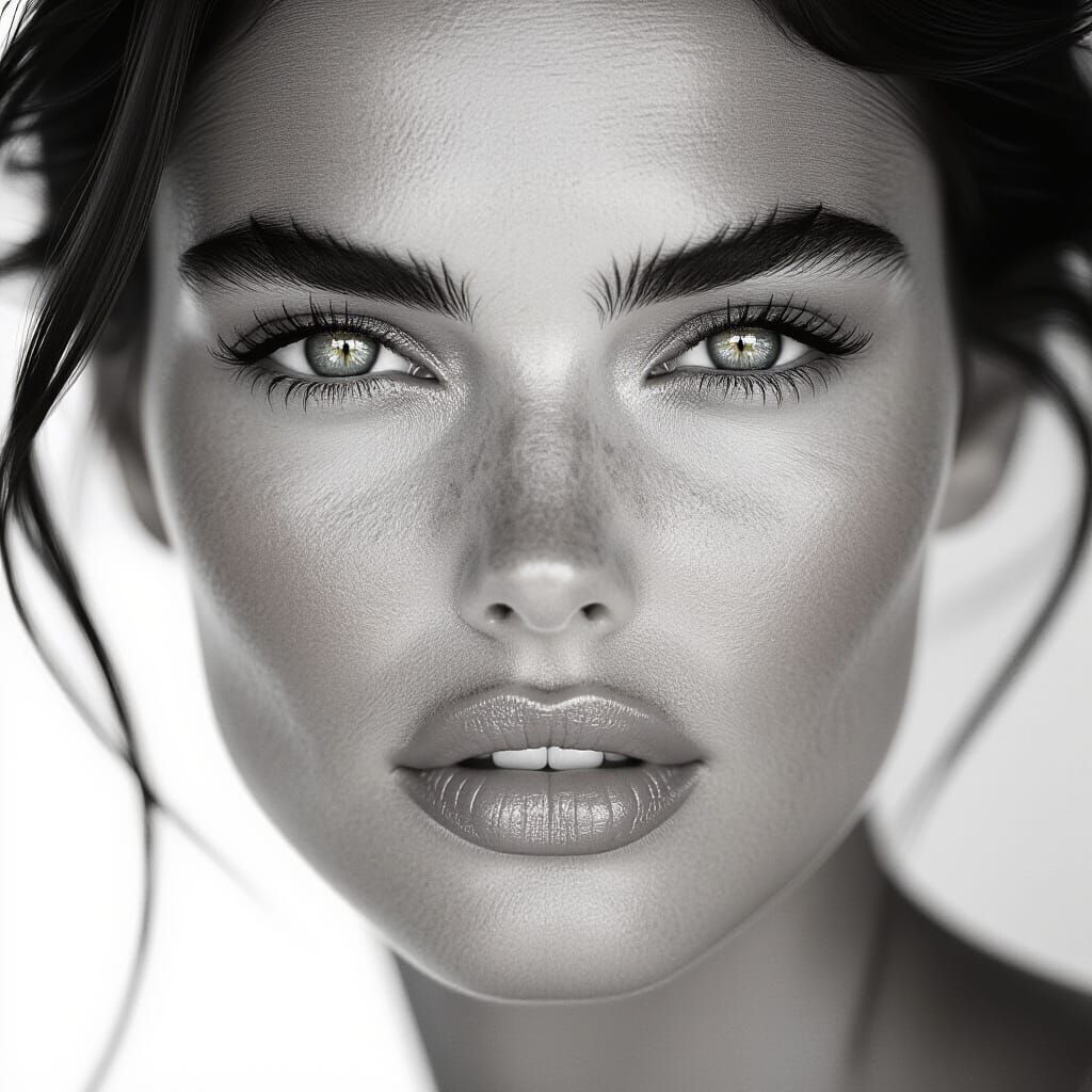 High-Contrast B&W Supermodel Portrait