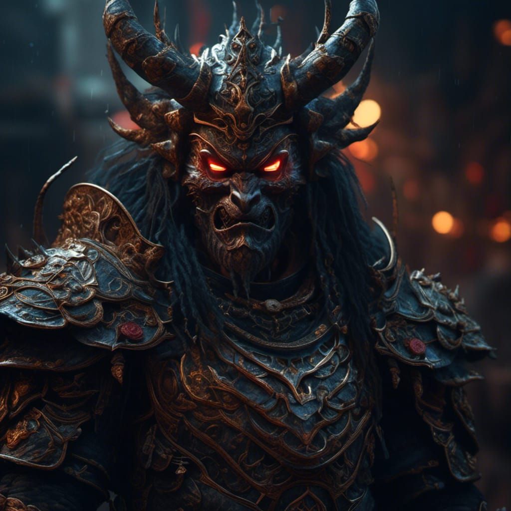 Oni Warrior in Dark Plate Armor