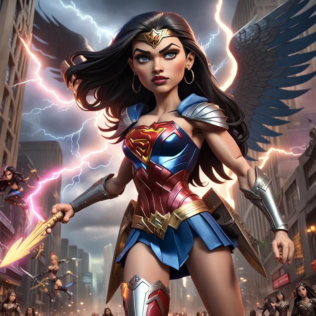 Xena, Bratz Doll, and Frankie as Superheroes