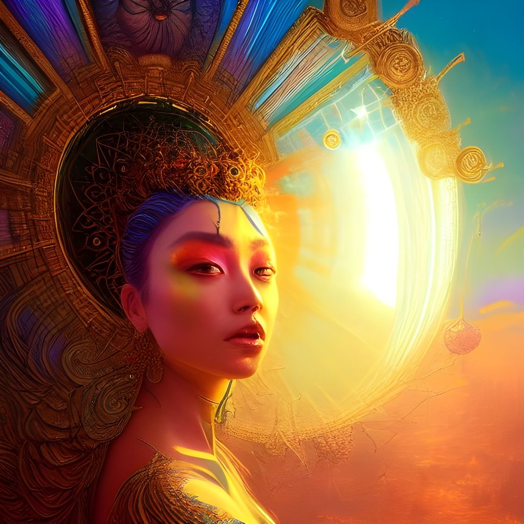 Mystical Cosmic Goddess Hologram in Fantasy Art Style