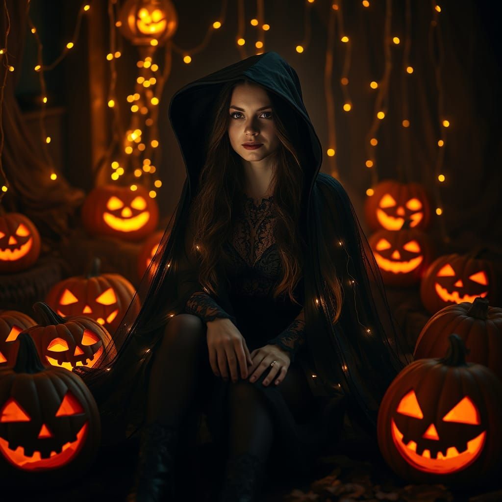 Jenna Ortega as Halloween Witch in DRIP Ink Art