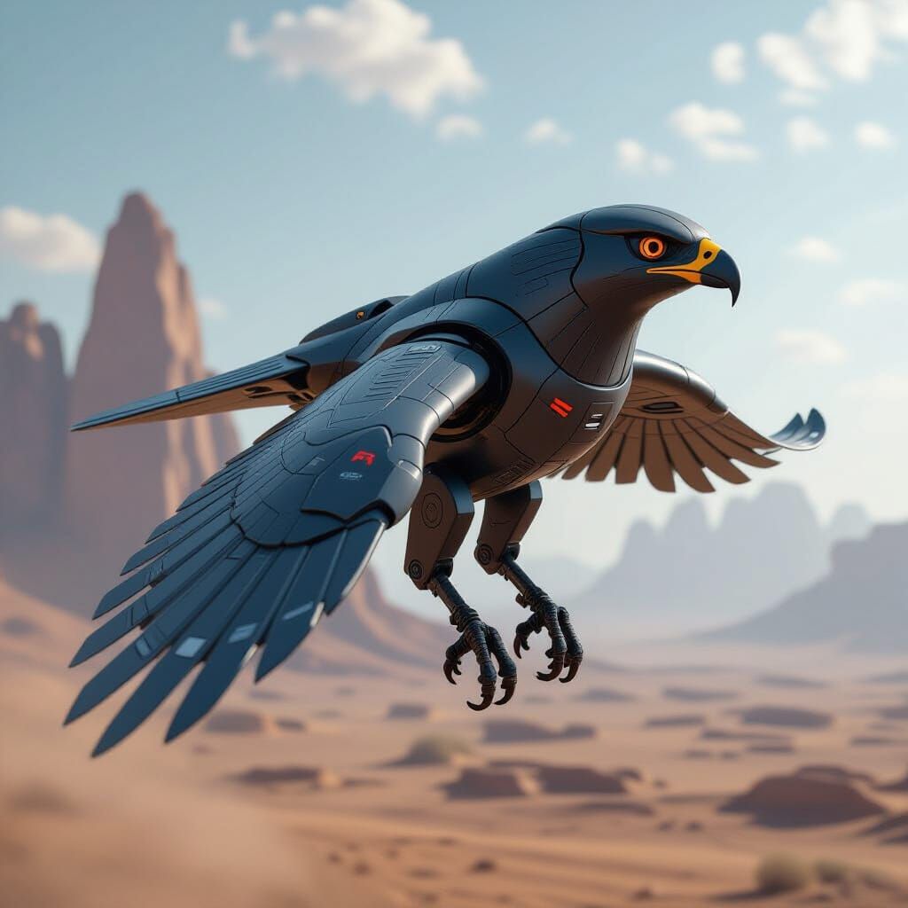 Futuristic Stealth Robotic Hawk Attack Drone