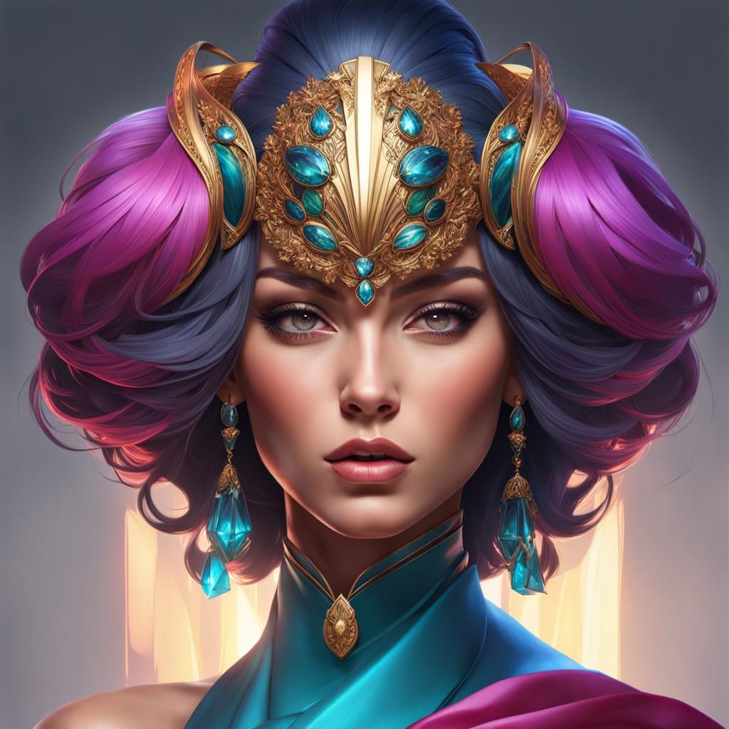 Hyperdetailed Portrait in Art Nouveau Style