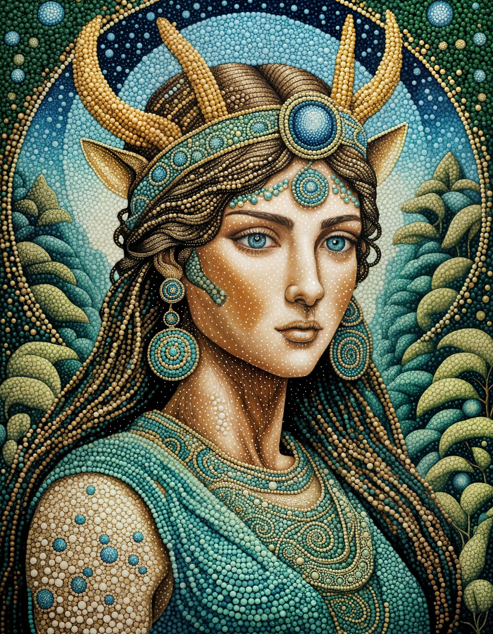 Artemis Portrait in Pointillism Style