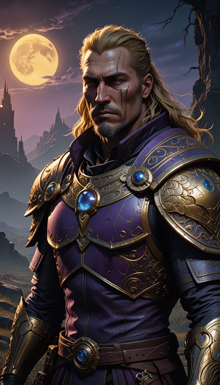 Dorian Hawkmoon: Dark Fantasy Warrior in Gritty, Hyperdetail...