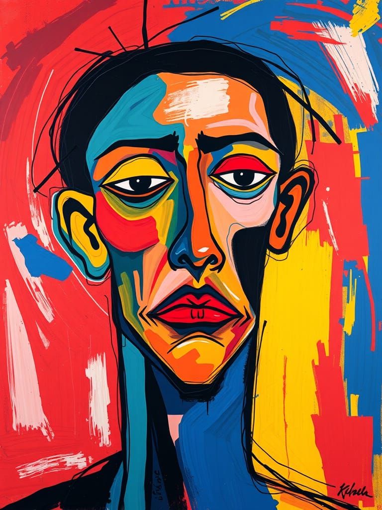 Abstract Figure in Turbulent Colors, Expressionist Style