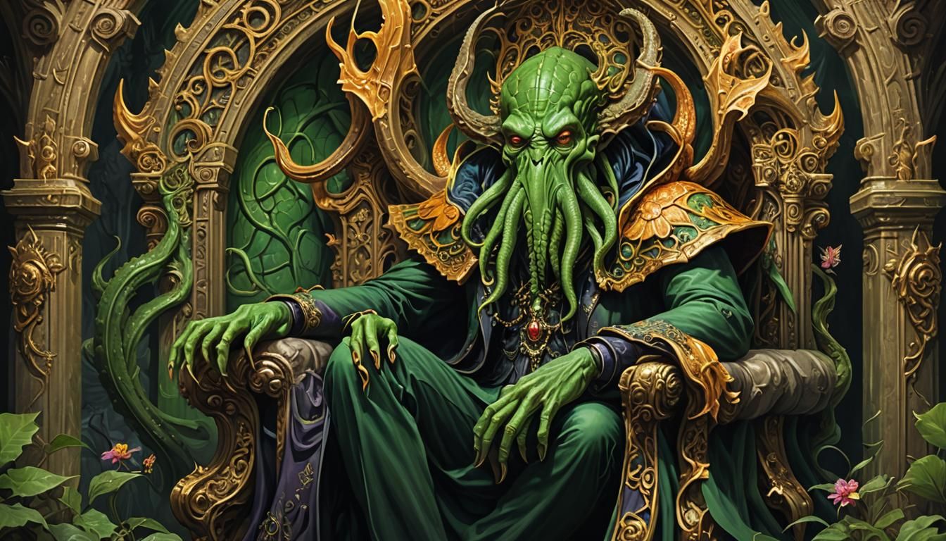 Cthulhu on His Throne Observes a Butterfly