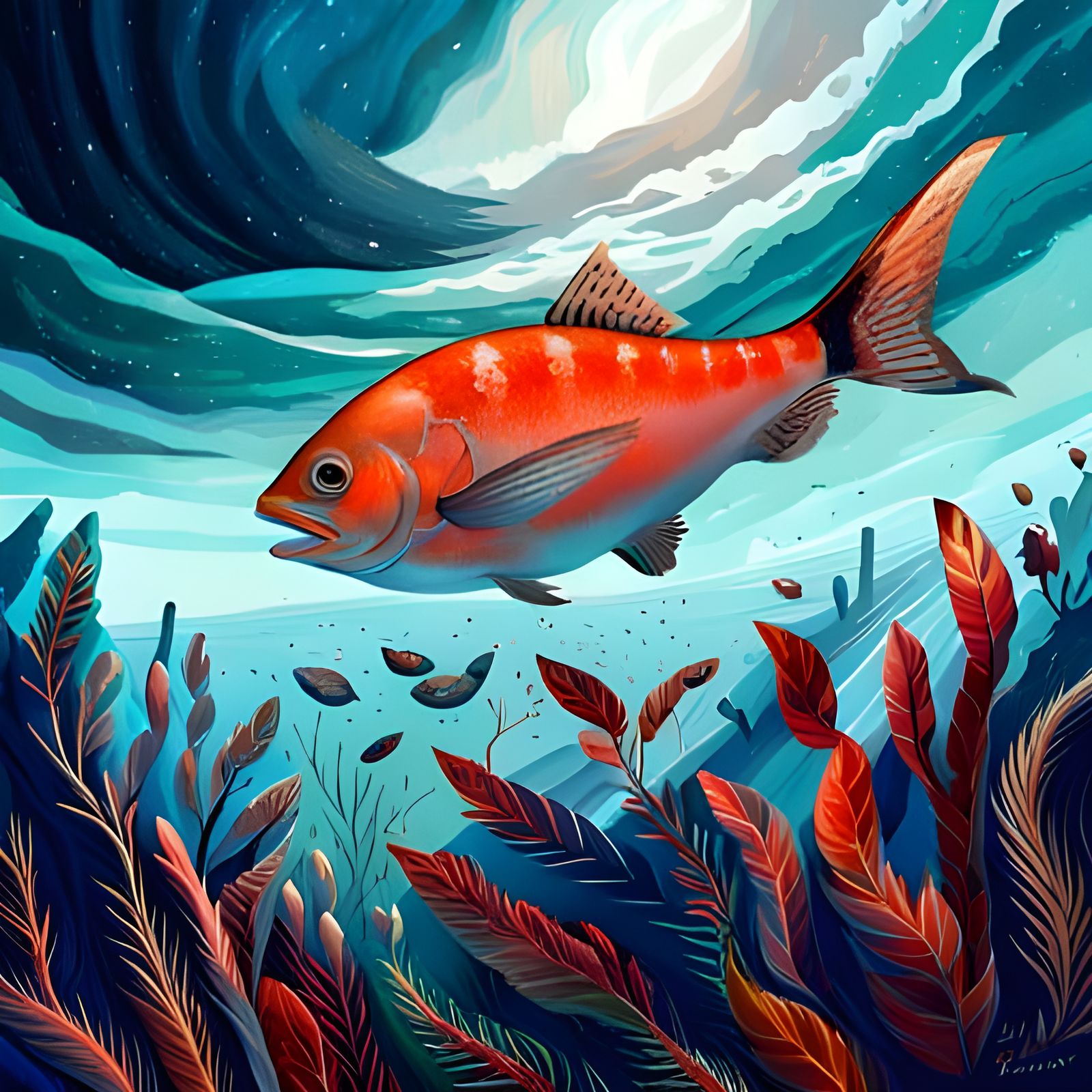 Intricate Fish Creature in Hyperrealistic Style