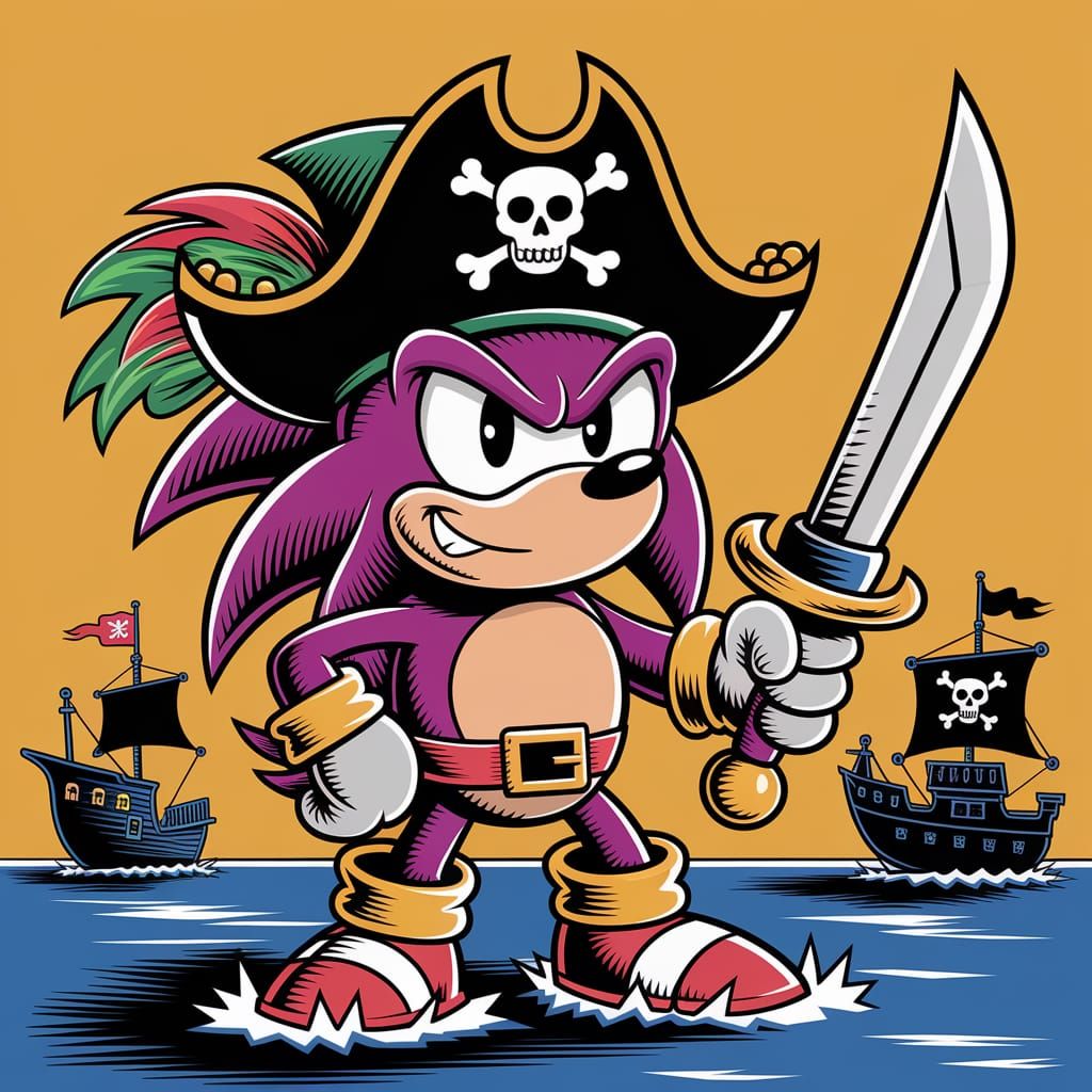 Pirate Hedgehog with Laser Sword in Abstract Style