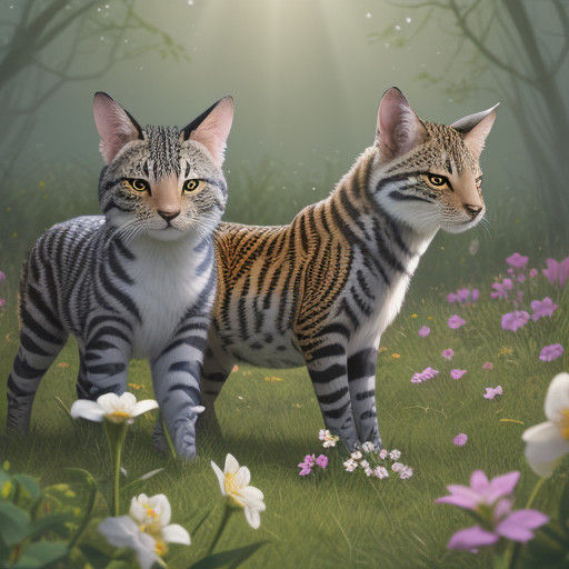 Whimsical Wildlife Gathering in Lush Meadow