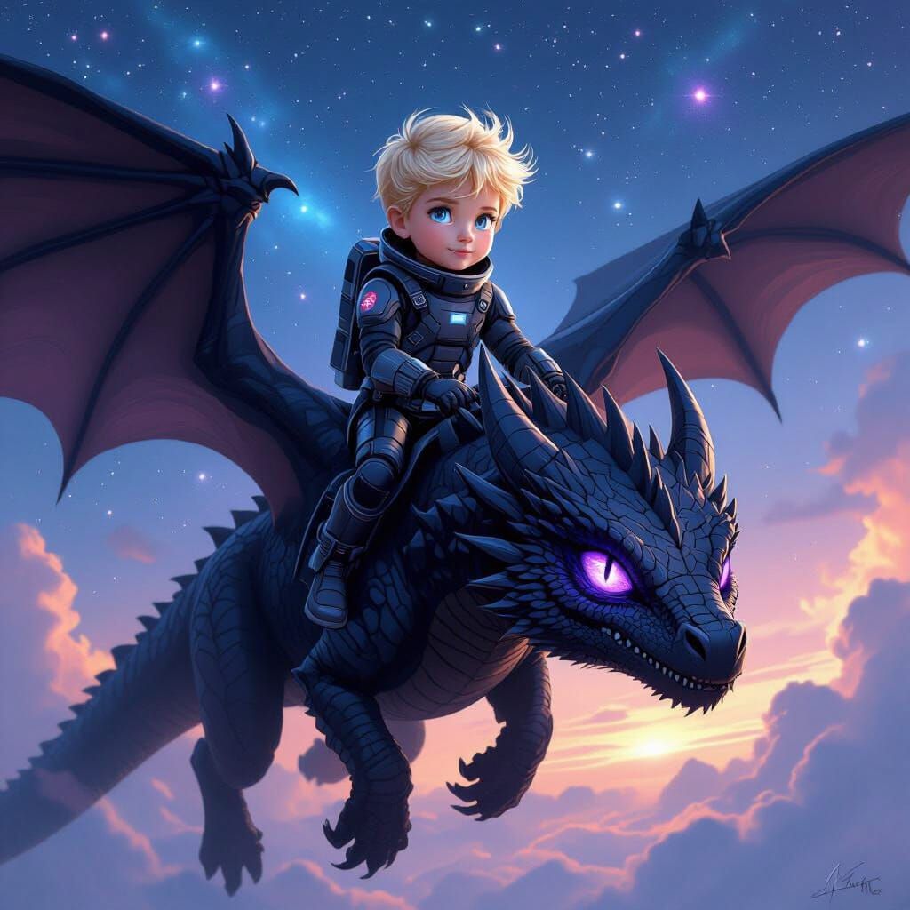 Boy Rides Dragon in Space: Sci-Fi Realism