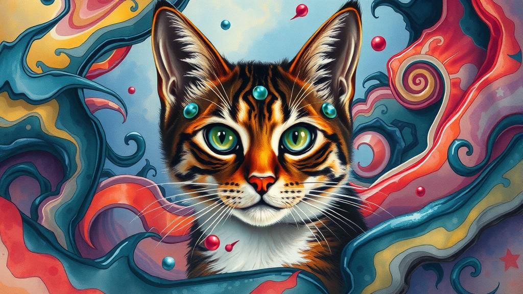 Surreal Cat Portrait in Biomechanical Style