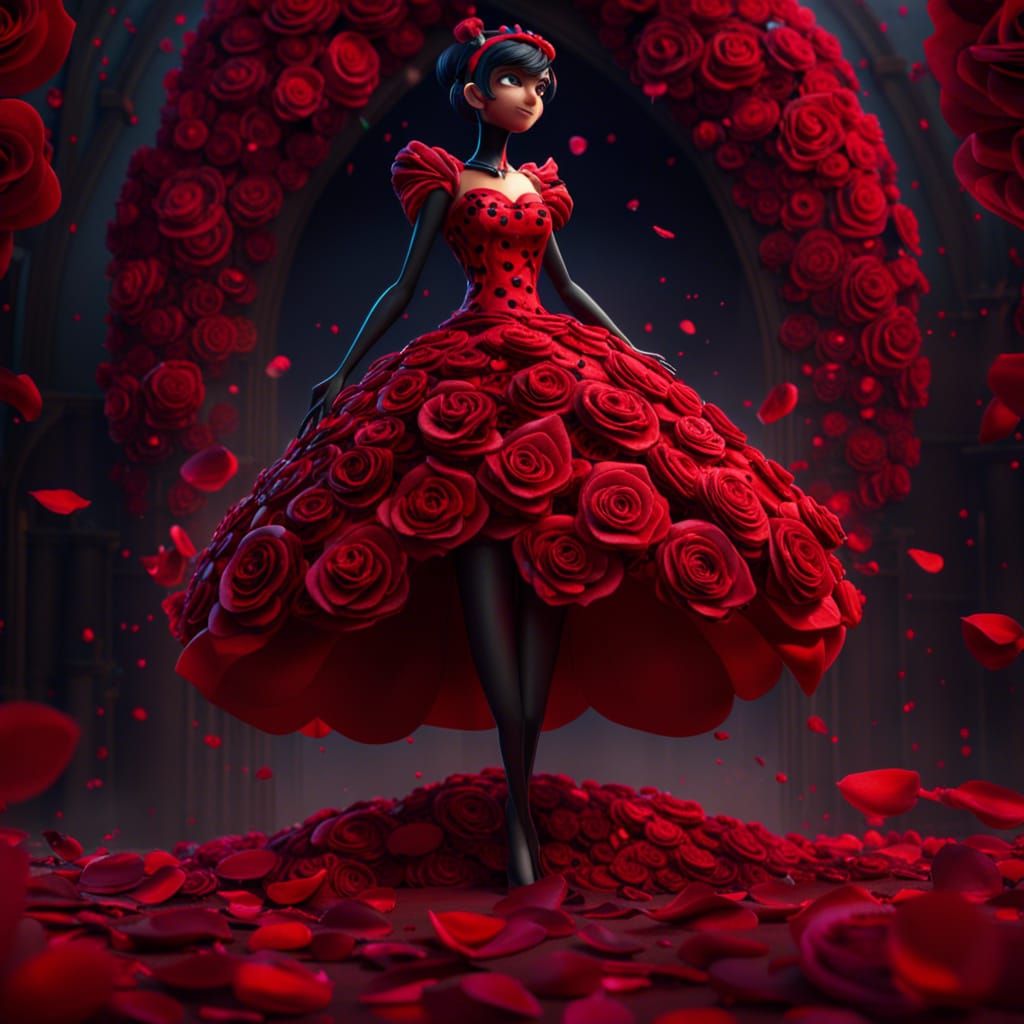 Miraculous Ladybug Rose Petal Ballgown: 8K Art