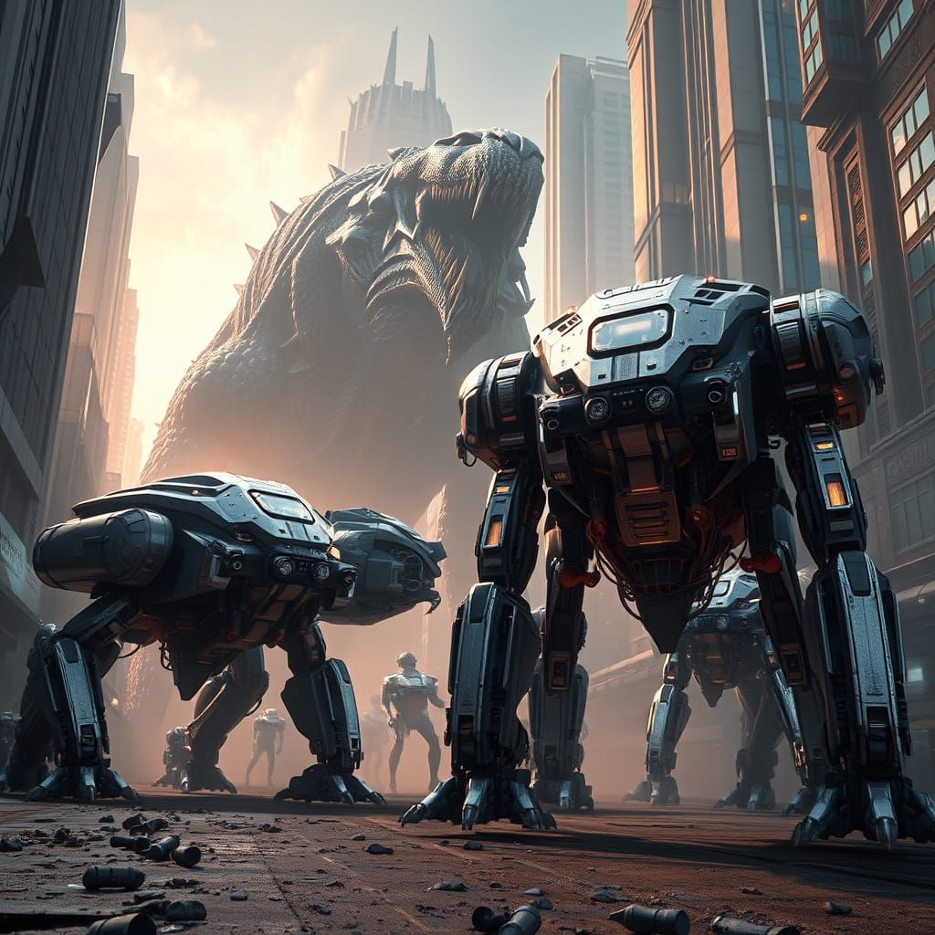 Colossal Mechs Rampage Through Futuristic City