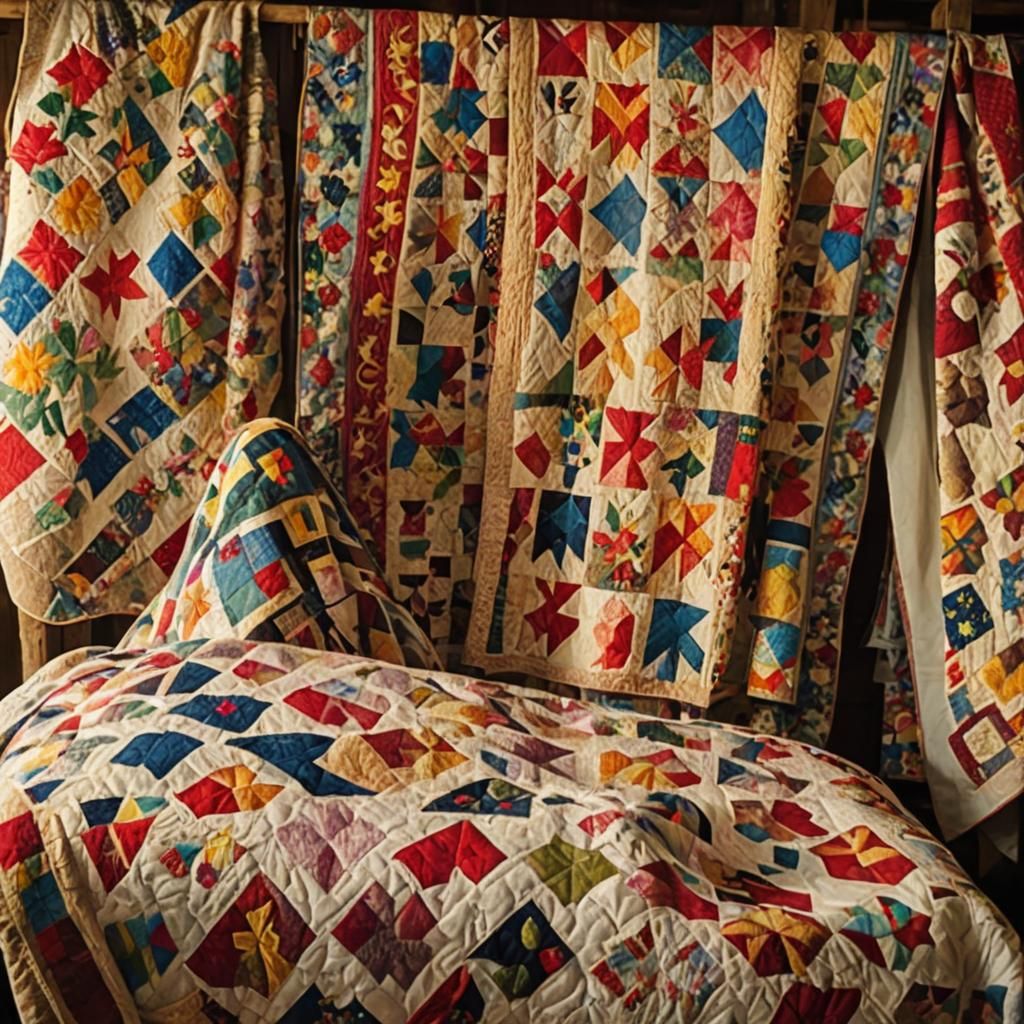 County Fair Quilts in Grandma Moses Folk Art Style