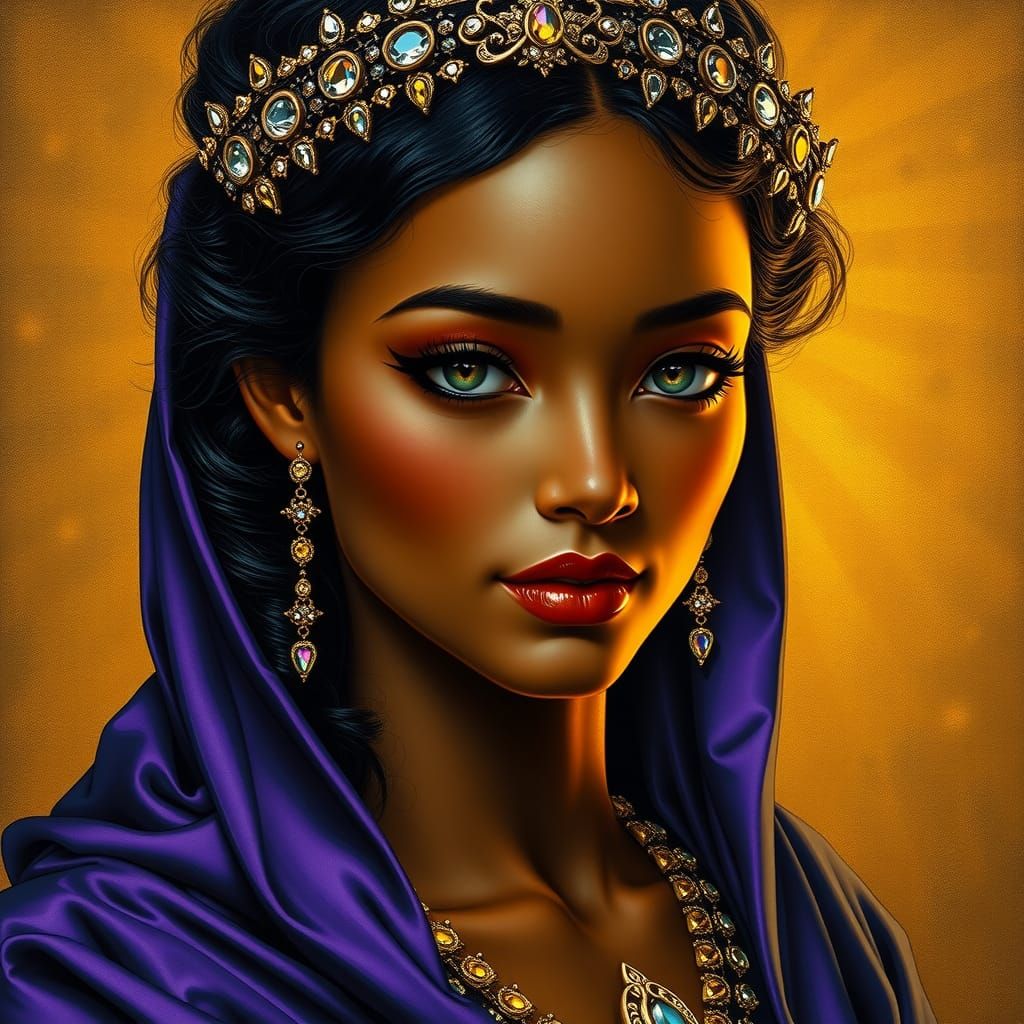 Beautiful Woman with Jewels in Art Deco Style