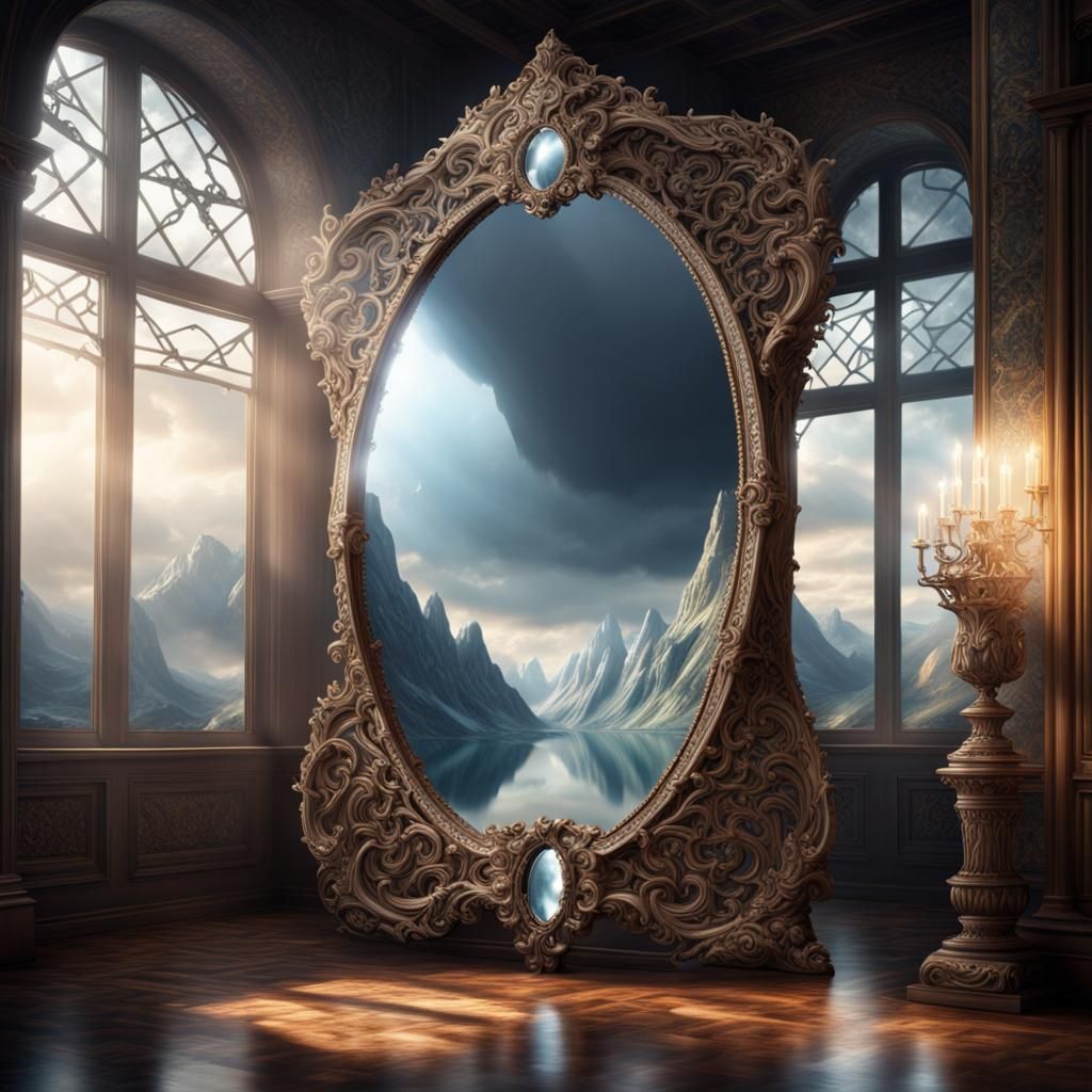 Diamond Mirror Fantasy in Hyperrealistic Style